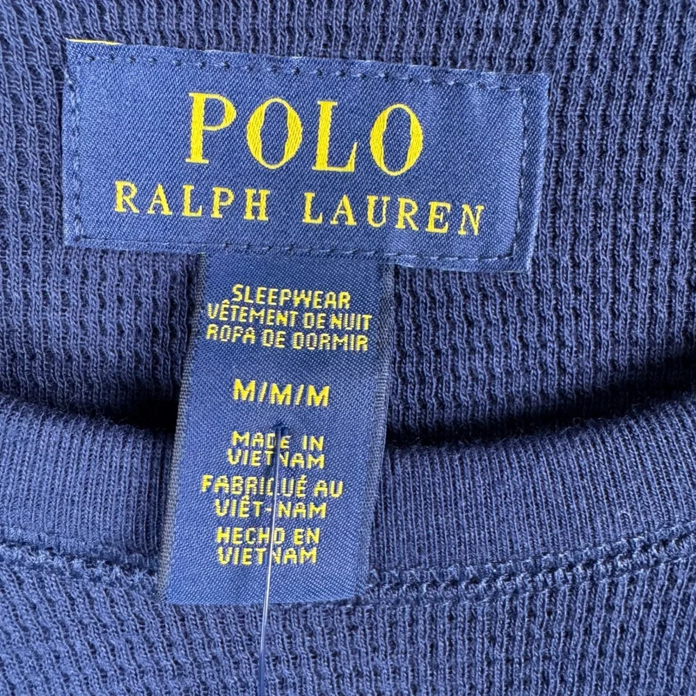 Polo Ralph Lauren Mens Navy Blue Waffle Knit Thermal Sleep Shirt PWLE2R NWT M